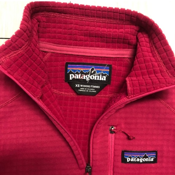 Patagonia Womens XS Half Zip Red Craft Pink R1 Waffle Fleece Collared Polartec - Picture 5 of 6